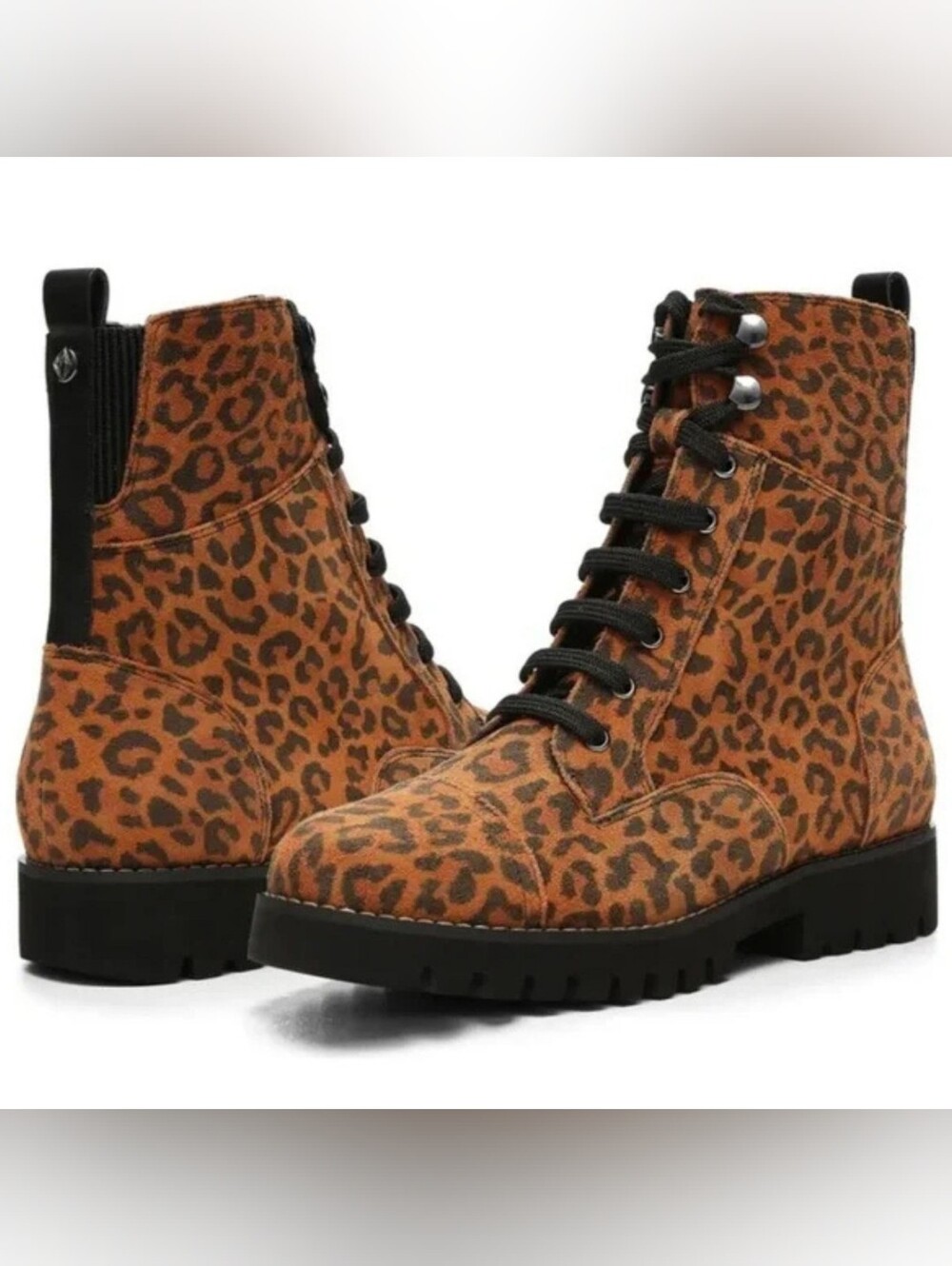 Donald Pliner Ease Leopard Suede Lace-Up Boots NWOB Size 7.5